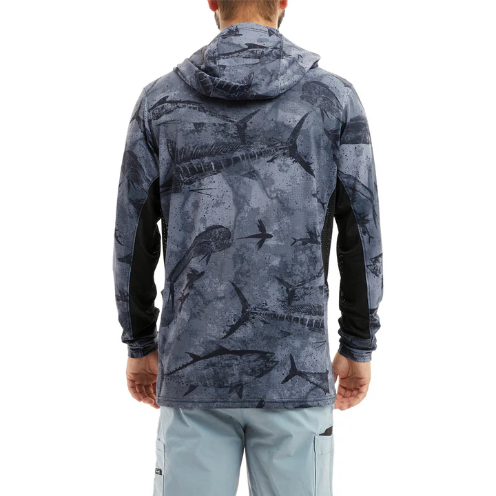 Exo-Tech Hooded Fishing Shirt - Open Seas Camo Black