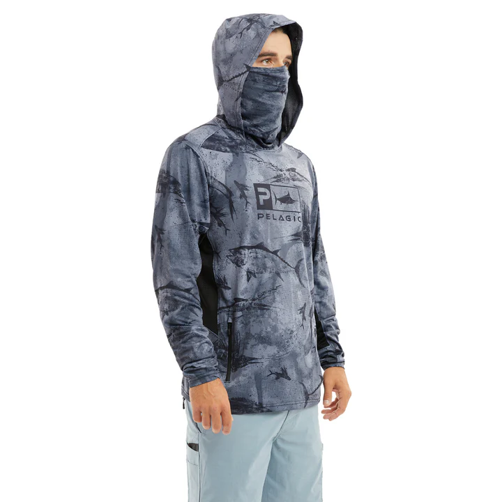 Exo-Tech Hooded Fishing Shirt - Open Seas Camo Black