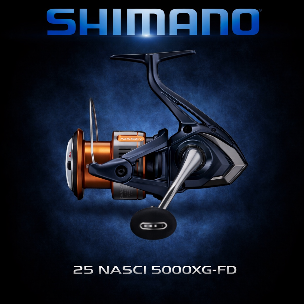 Shimano 25 Nasci 5000XG-FD spinning reel navy and bronze heavy duty saltwater fishing reel