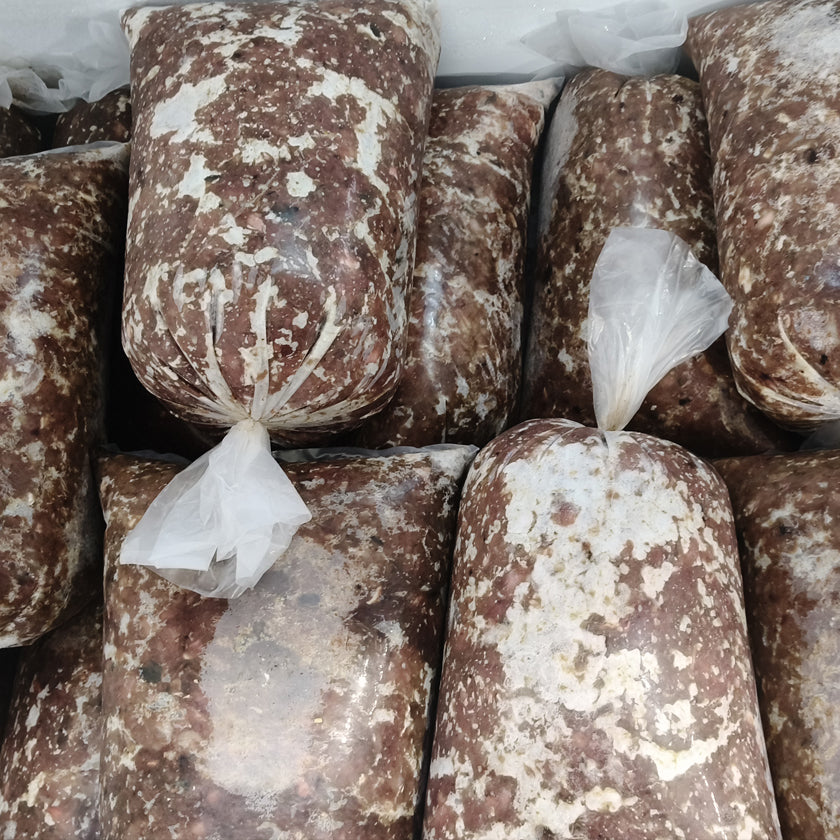 5KG block of NZ premium fish burley, vacuum-sealed and fresh frozen for fishing, perfect for creating a strong scent trail from boat or land.