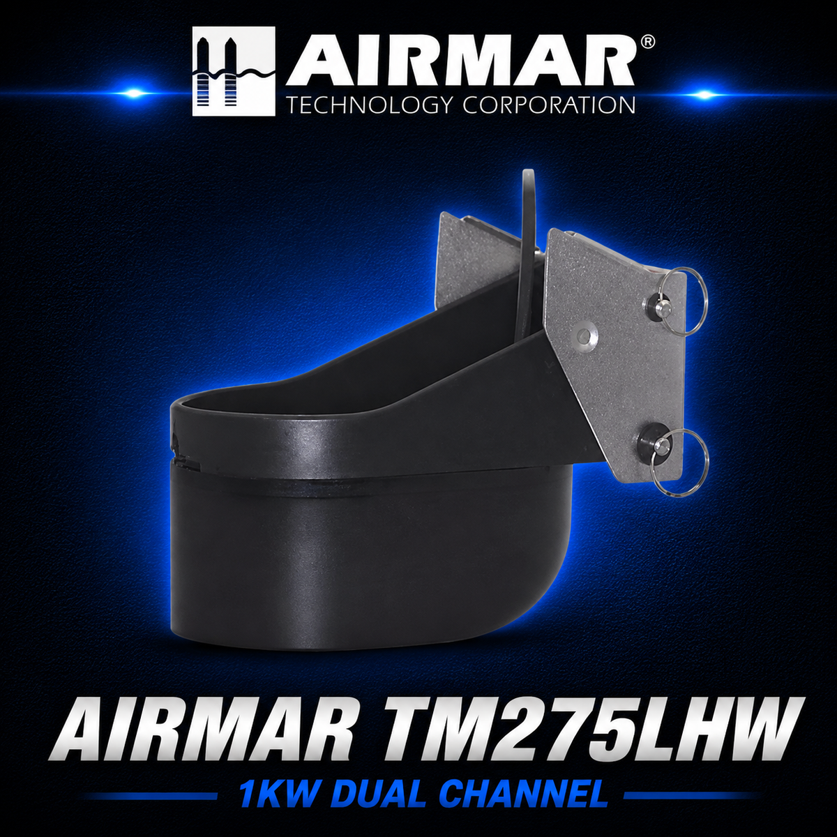 Airmar TM275LHW 1kW dual-channel CHIRP transom-mount transducer for offshore and deep-water fish finding.