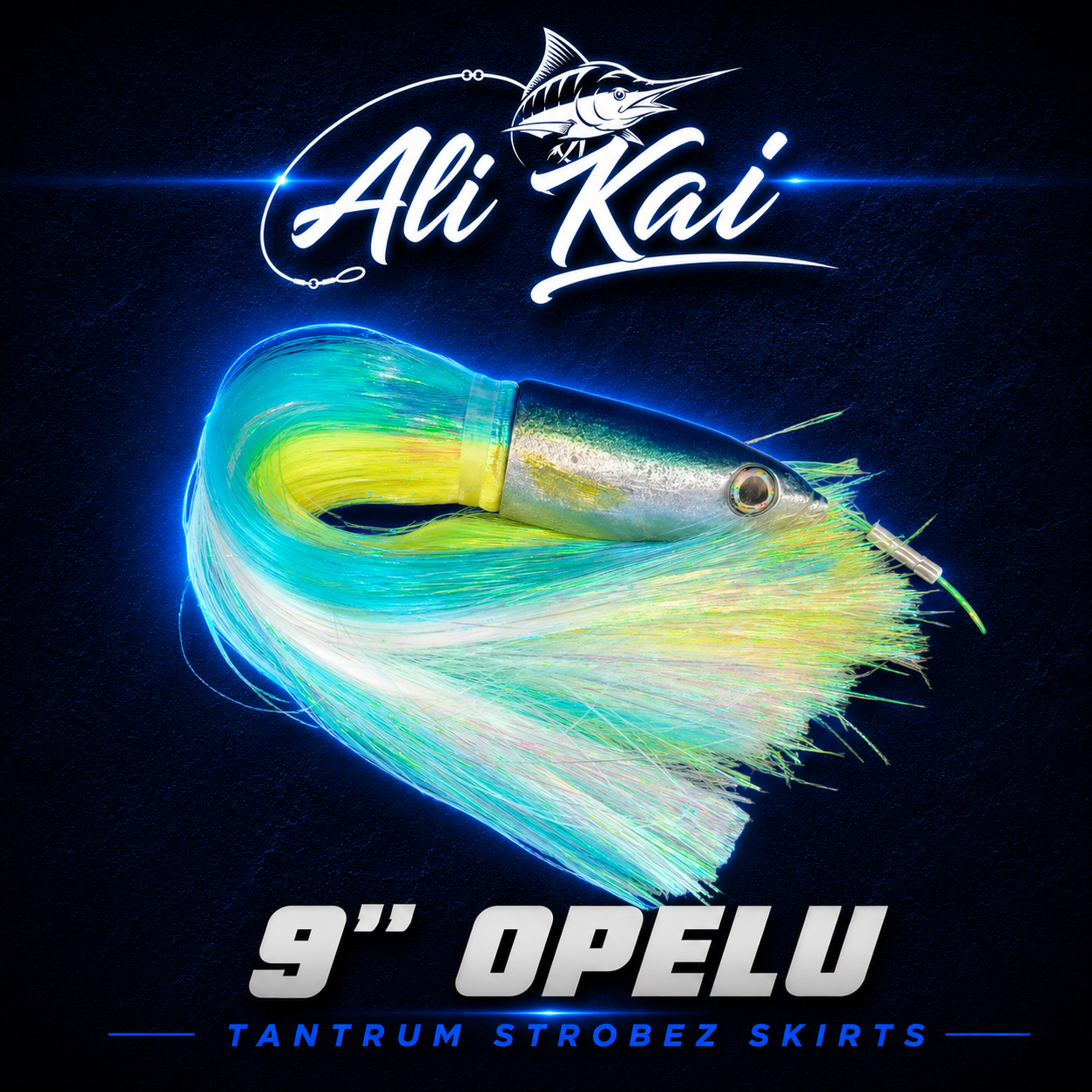Ali'i Kai 9" Opelu – Ice Blue / Chartreuse Tantrum Strobez
