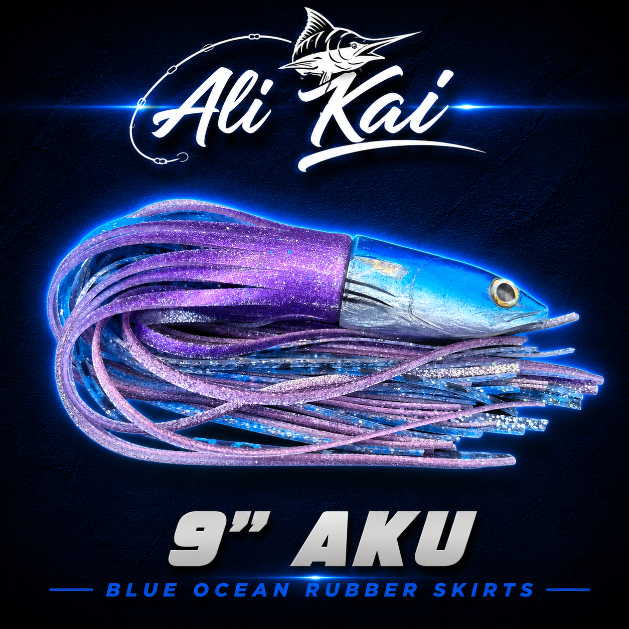 Aliʻi Kai AKU 9" Game Fishing Lure – Purple over Blue/Black