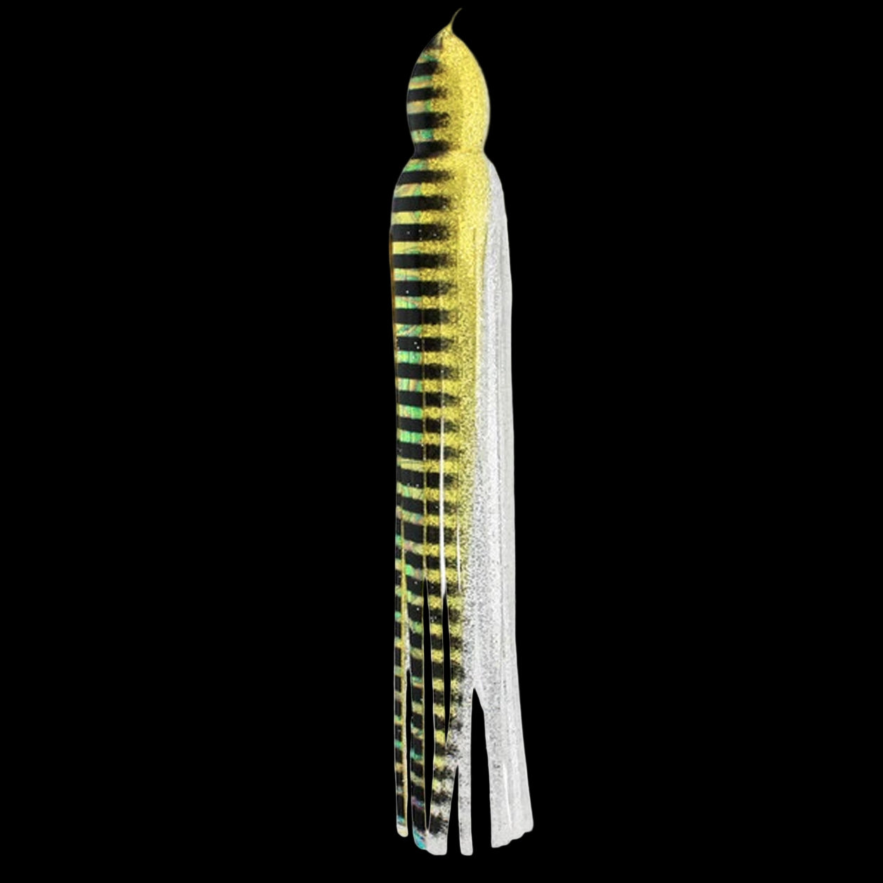 Blue ocean replacement lure skirt Silver, yellow with black stripes and highlights