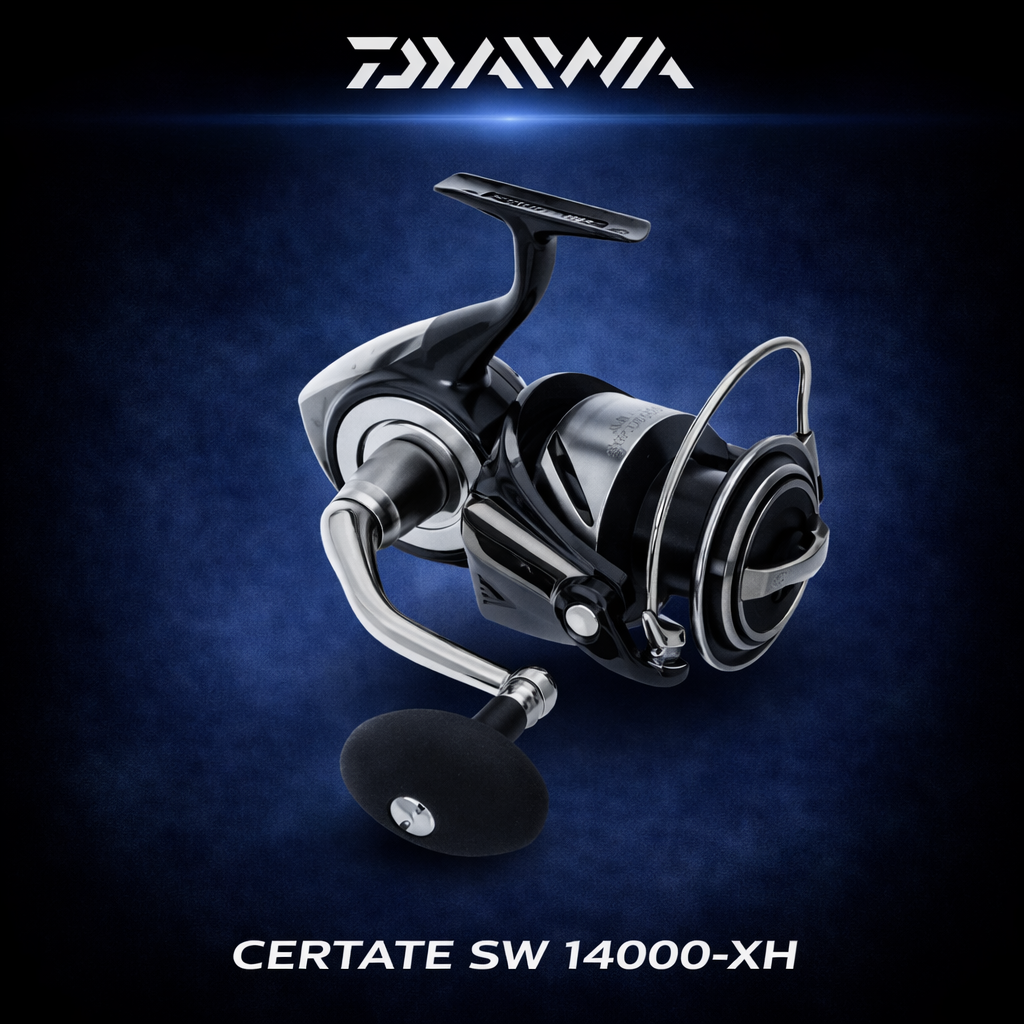 Daiwa Certate SW 14000-XH spinning reel black and silver offshore fishing reel