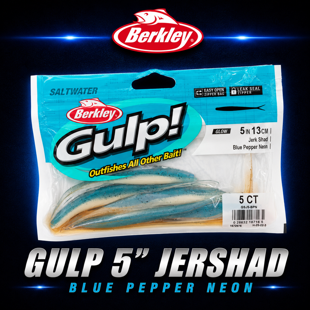 Gulp 5" Jerkshad "Blue Pepper Neon"