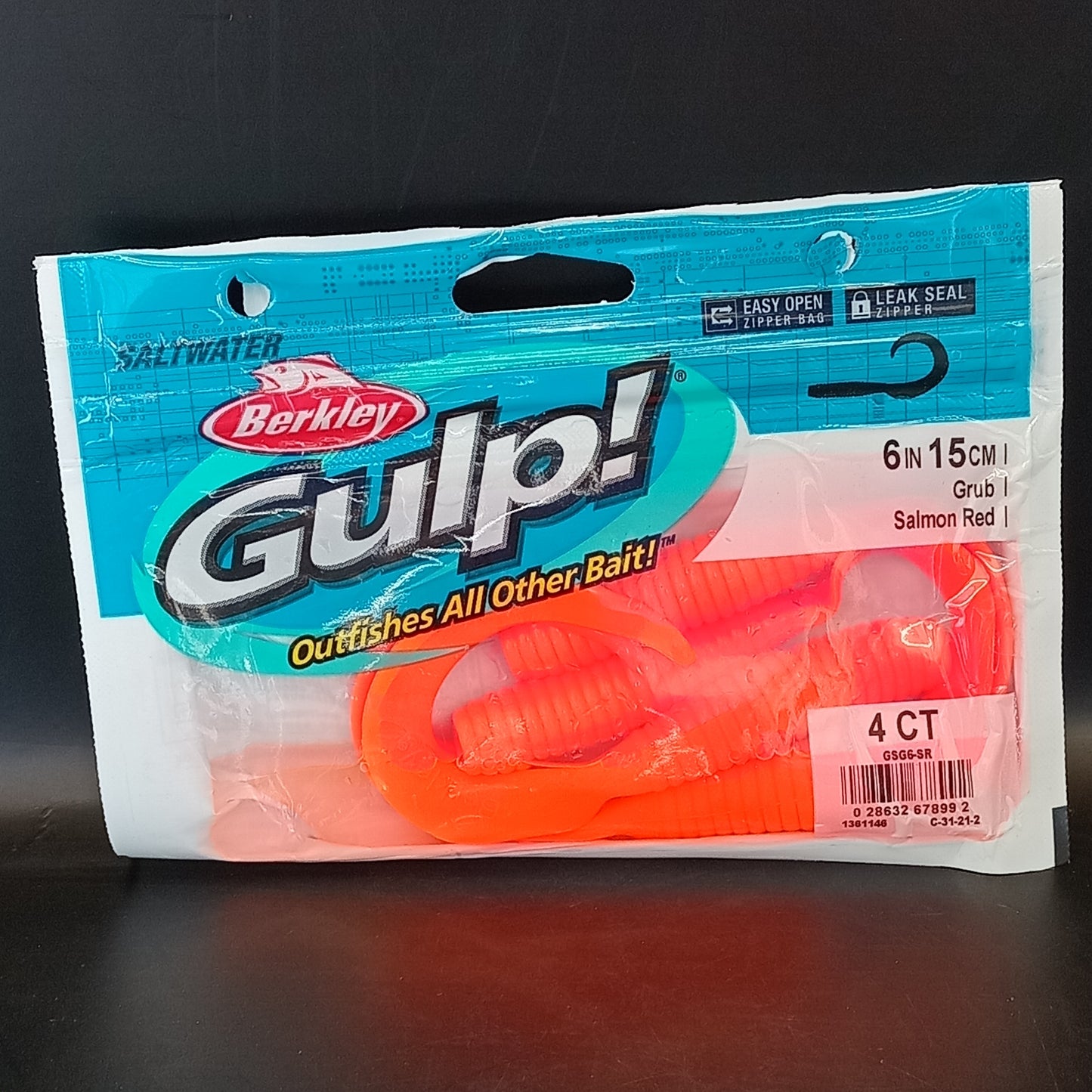 Gulp 6" Grub 'Salmon Red"