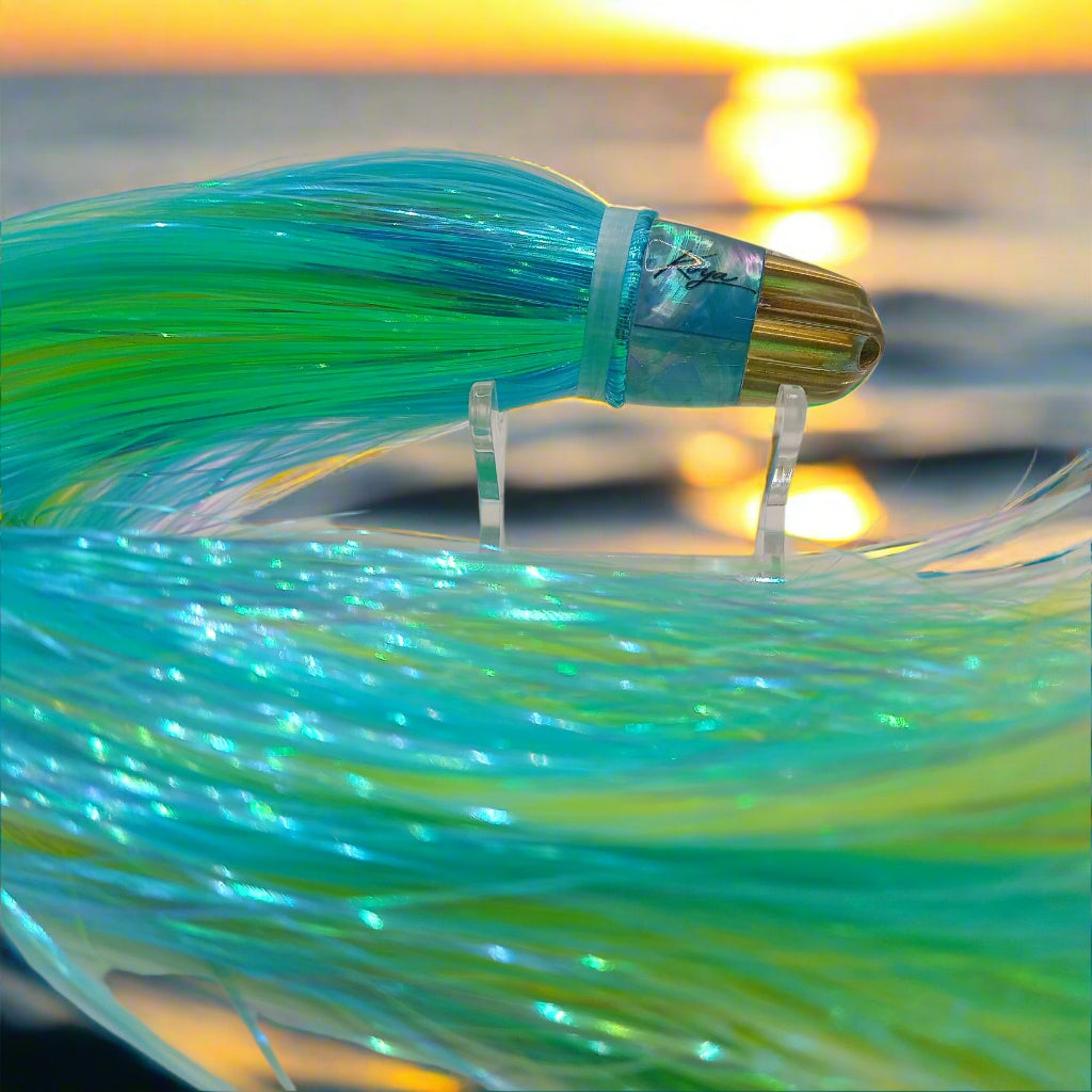 Koya AK bullet 7"jetted (Blue MOP ) Flashabou skirt in Bluefuse