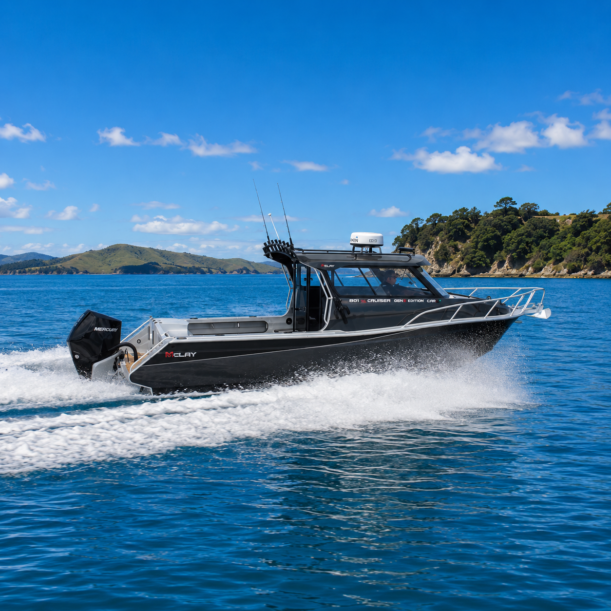 McLay 801 Gen2 Hardtop crossing coastal waters, Warren Hay Marine, Whangarei