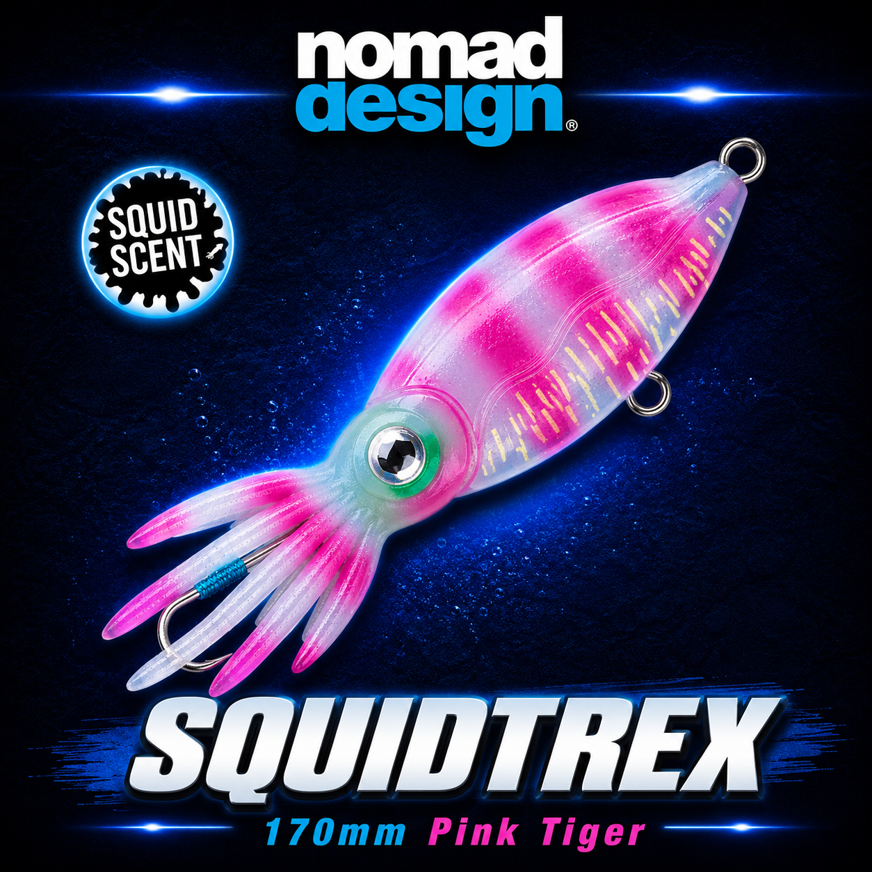 Nomad Squidtrex 170mm Pink Tiger, Soft Fishing Lure, Warren Hay Marine