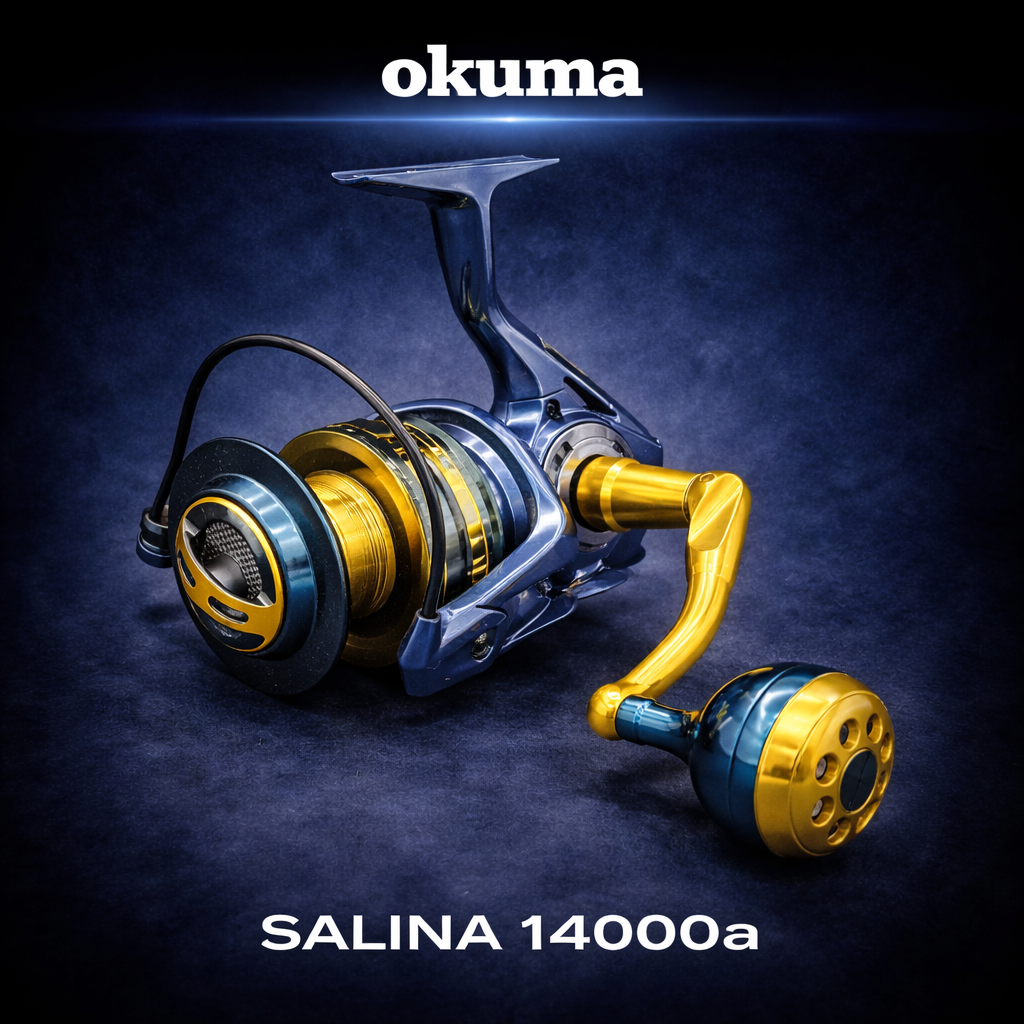Okuma Salina 14000a spinning reel offshore saltwater fishing reel with aluminium body and power handle