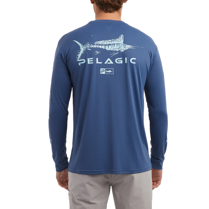 Aquatek Gyotaku Fishing Shirt - Smokey Blue