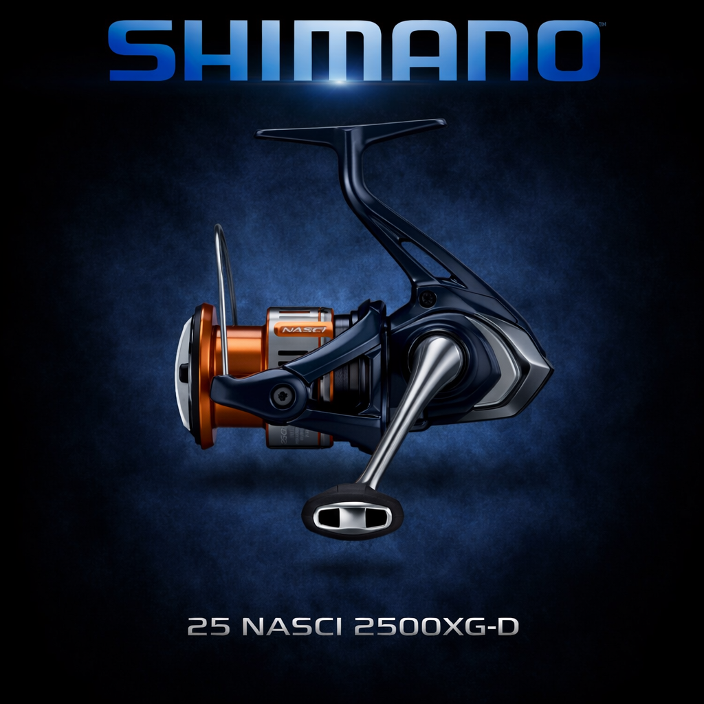 Shimano 25 Nasci 2500XG-D spinning reel navy and bronze lightweight fishing reel