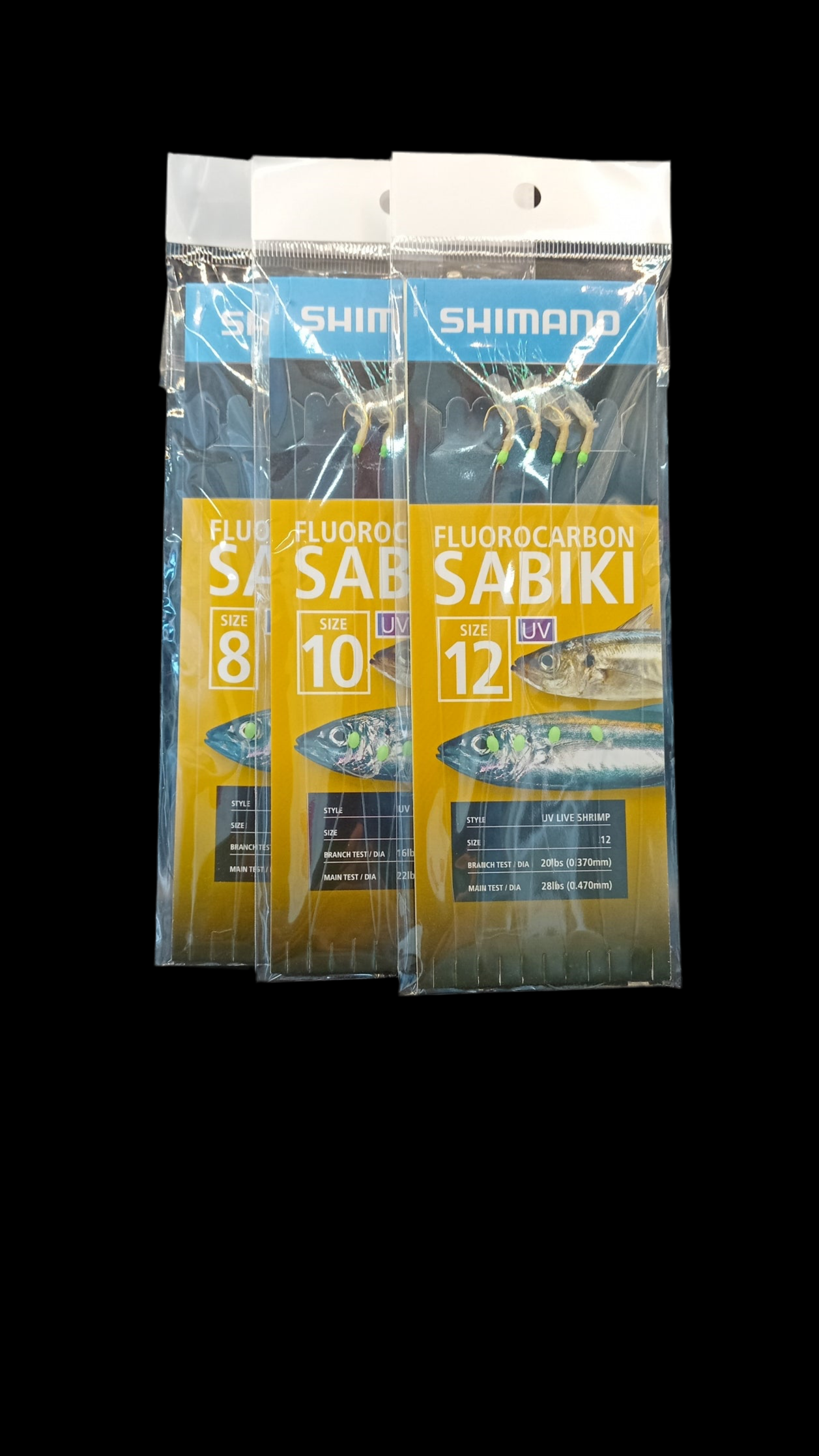 Shimano Fluorocarbon Sabiki UV Live Shrimp rig with glowing shrimp imitation