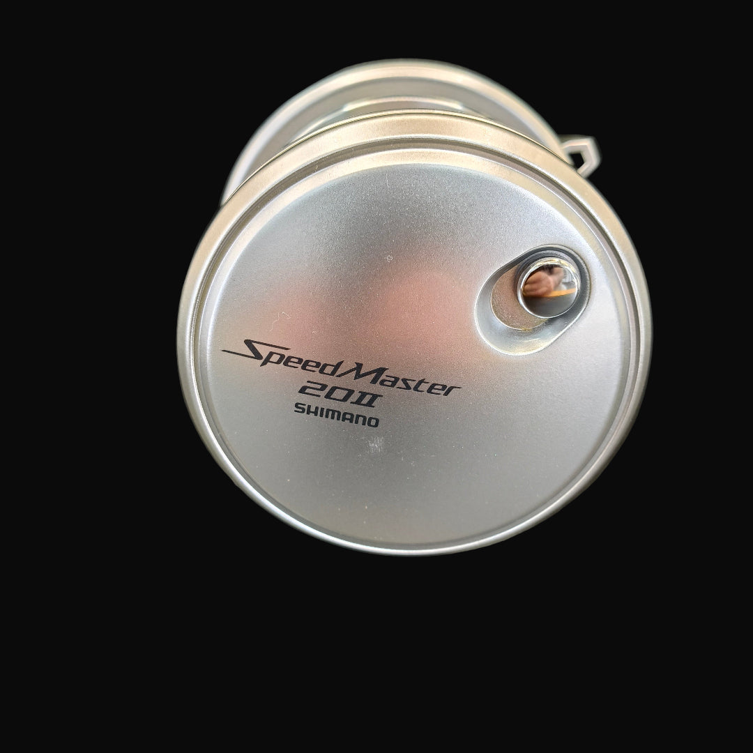 Shimano Speedmaster 20II 2-speed lever drag reel – high-performance aluminium saltwater reel with Cross Carbon Drag and dual-speed gearing.