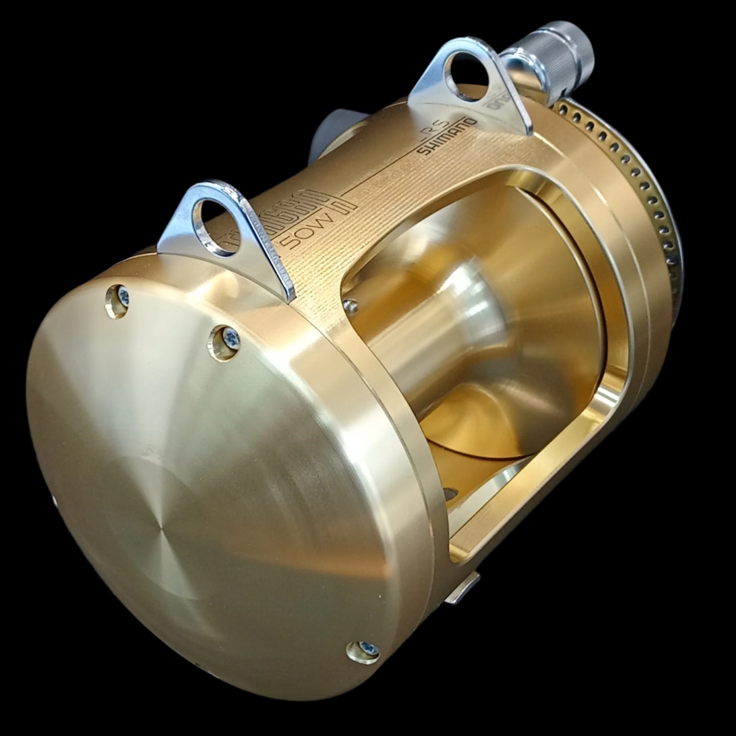 Shimano Tiagra WLRS 50 big-game lever-drag reel, gold anodized, two-speed gearing, hydrothermal drag"