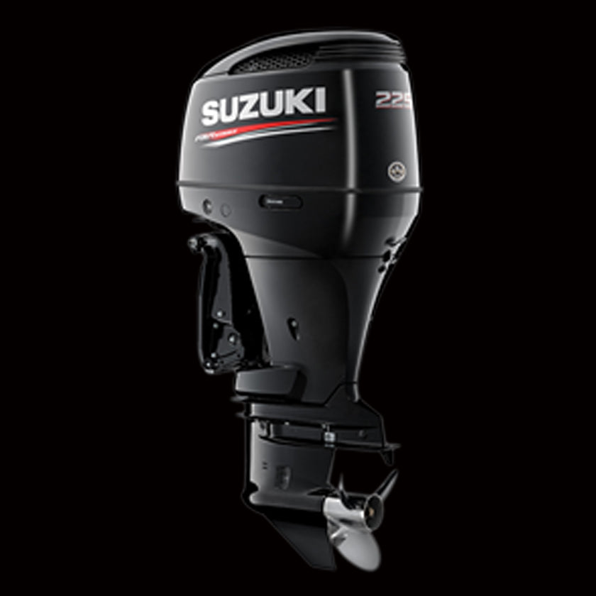 Suzuki DF225TX 225HP V6 4-stroke outboard with 25-inch shaft and EFI, available at Warren Hay Marine in Whangārei.