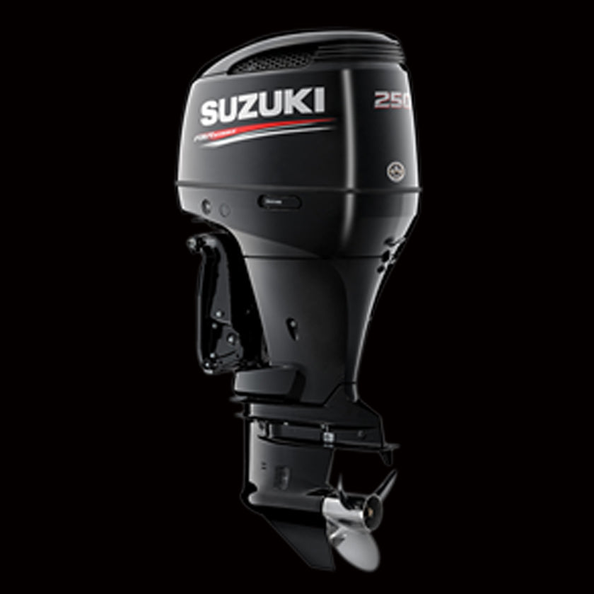 Suzuki DF250TX/XX 250HP V6 4-stroke outboard motor with 25 or 30-inch shaft, ideal for offshore boats—available at Warren Hay Marine, Whangārei.