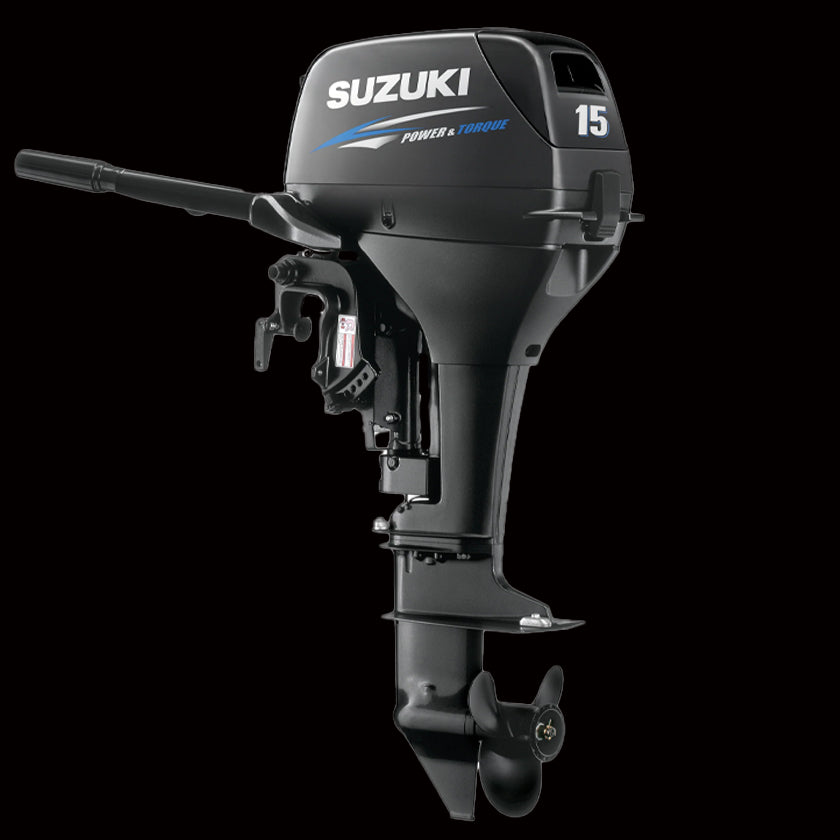 Suzuki DT15 2-stroke 15HP outboard motor, ideal for small boats and portable use
