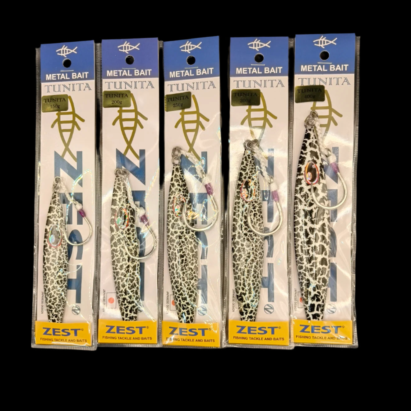 Tuna fishing jig
Zest Tunita Jig
Slow pitch jigging
High pitch jigging
Tail-weighted fishing jig
Deep water fishing jig
Tuna jigging gear
Warren Hay Marine Whangarei