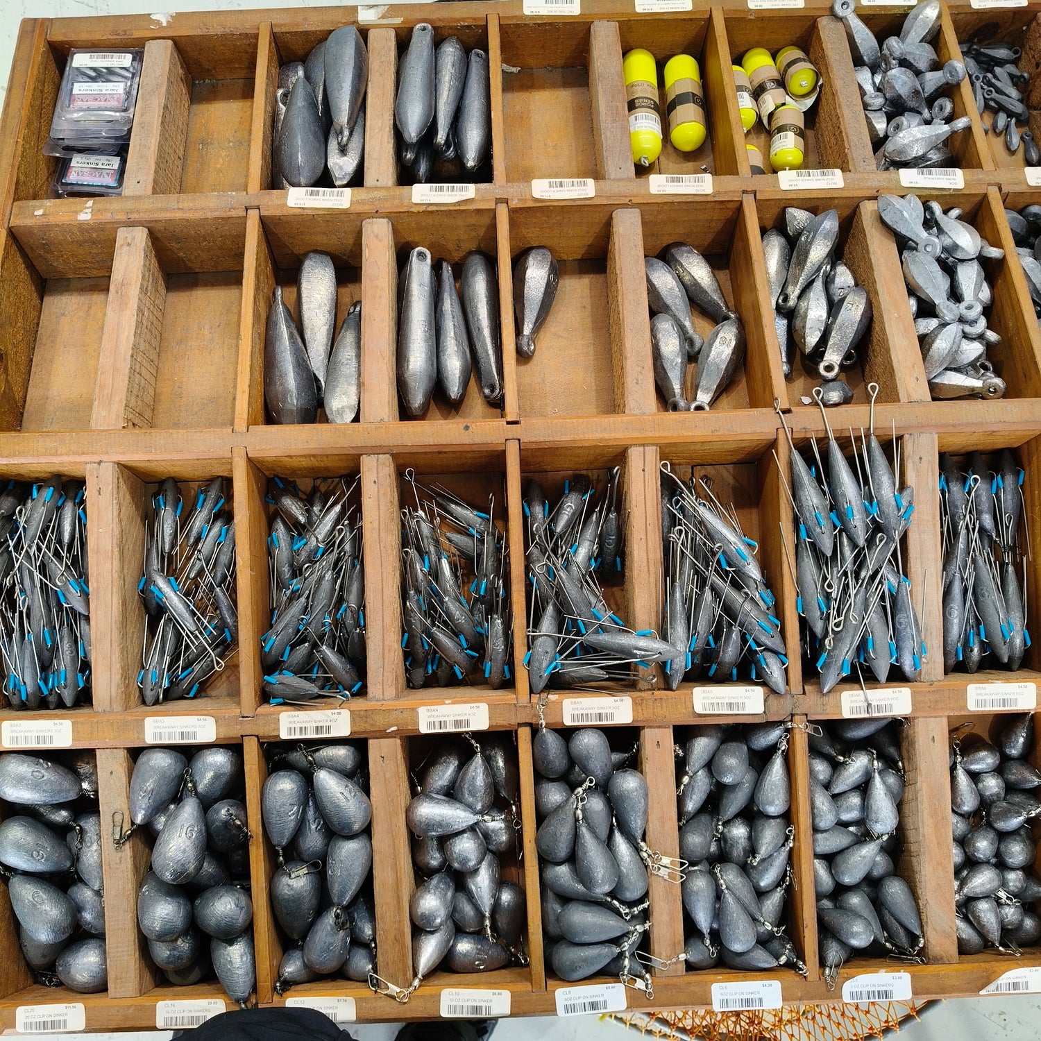 Sinkers and weights for fishing from Hapuka to shallow split shot 