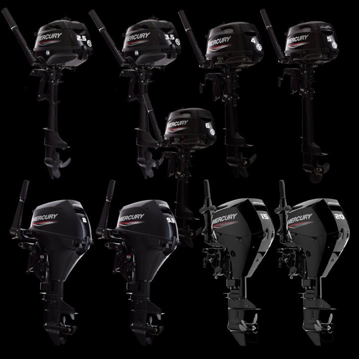 Mercury 4 stroke 2.5-20hp portables.