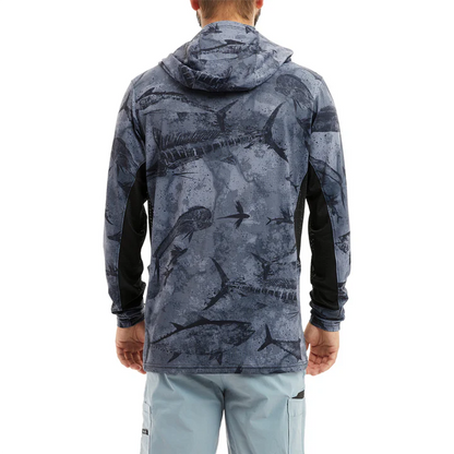 Exo-Tech Hooded Fishing Shirt - Open Seas Camo Black