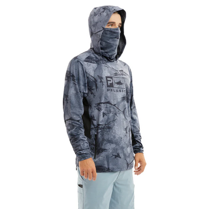 Exo-Tech Hooded Fishing Shirt - Open Seas Camo Black
