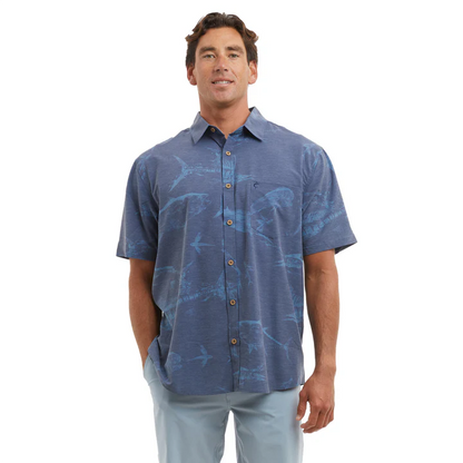 The Topshot Button Up T-Shirt - Gyotaku Navy