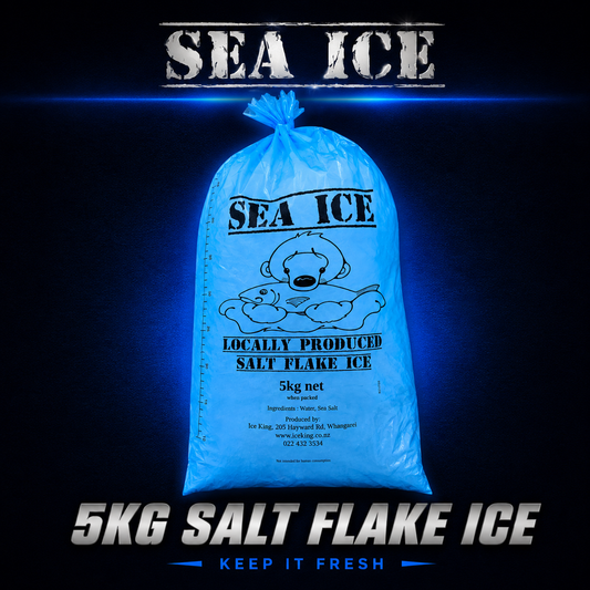 Premium quality 5kg salt flake ice, Warren Hay Marine, Whangarei 