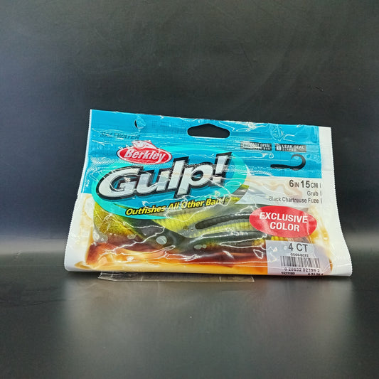 Gulp 6" Grub "Black Chartreuse Fuze"