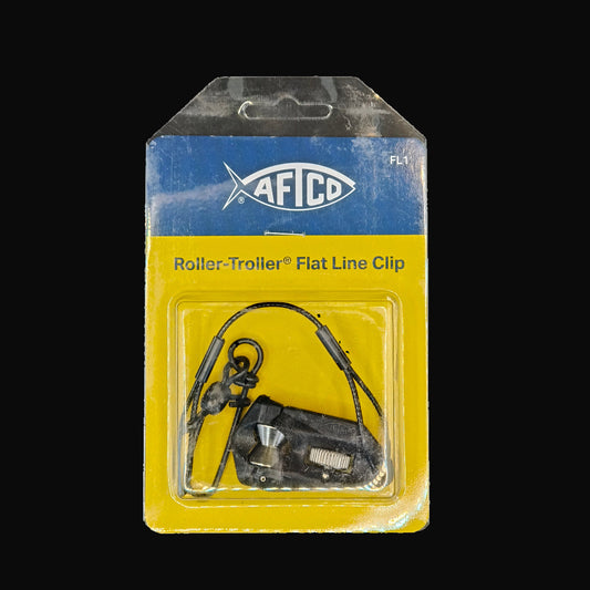AFTCO Flat Line Clip – stainless steel trolling clip with roller release for precise bait control in saltwater fishing.
