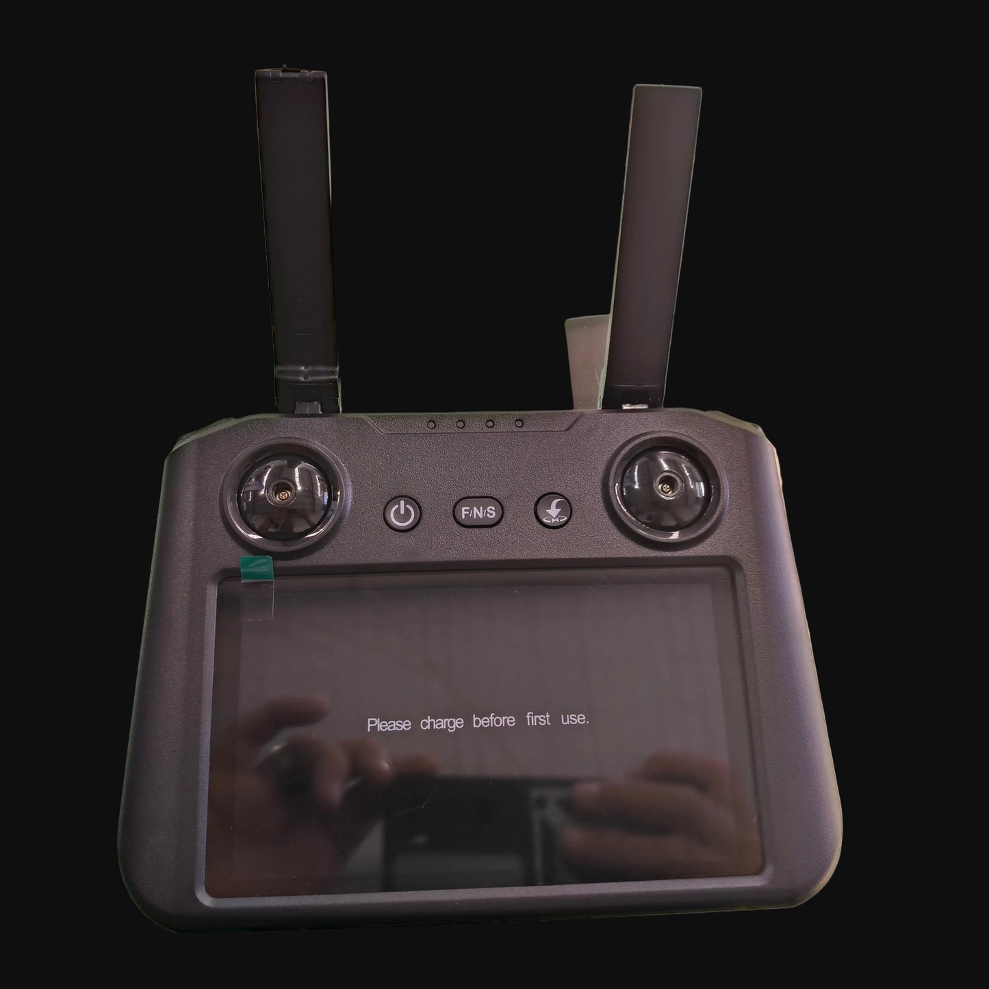 Aeroo Drone remote Smart control with antennas on a glass surface