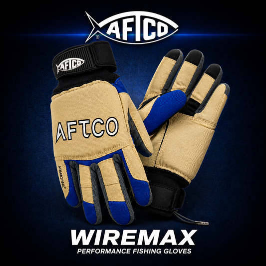 AFTCO Wire Max Gloves Medium | Heavy Duty Fishing Gloves (Van)