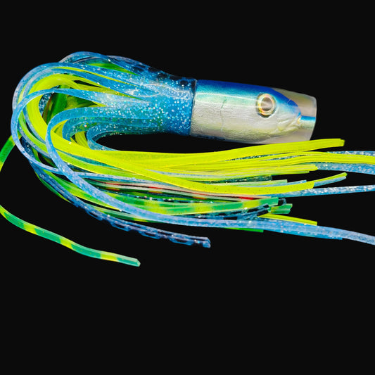 Alii Kai Small Hard Head, Blue over Green blue ocean rubber skirts (VAN)