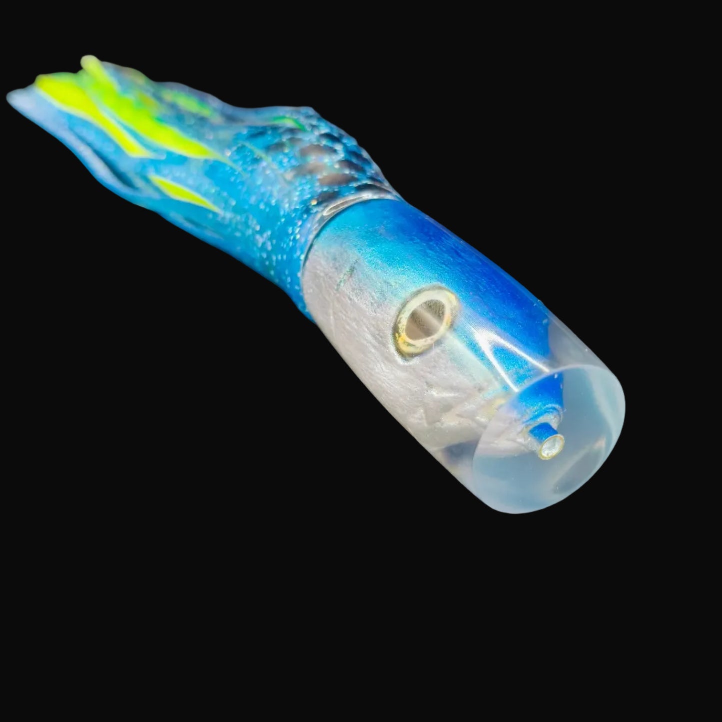 Alii Kai Small Hard Head, Blue over Green blue ocean rubber skirts (VAN)