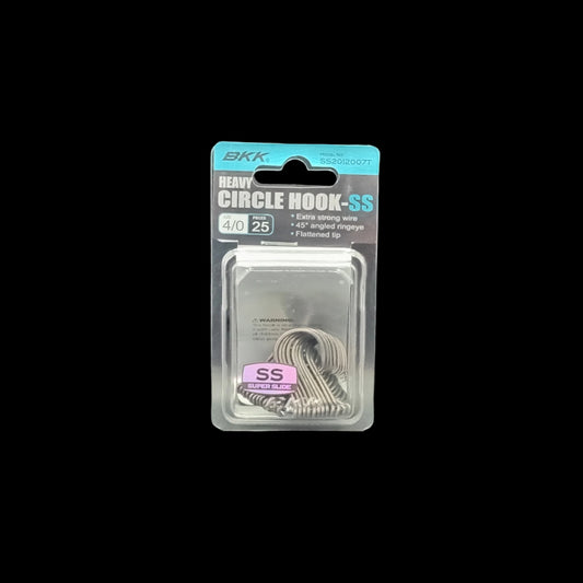 BKK Heavy Circle-SS Hooks Size 8/0# - 25 Pack, Offset Point For Freshwater & Saltwater Fishing
