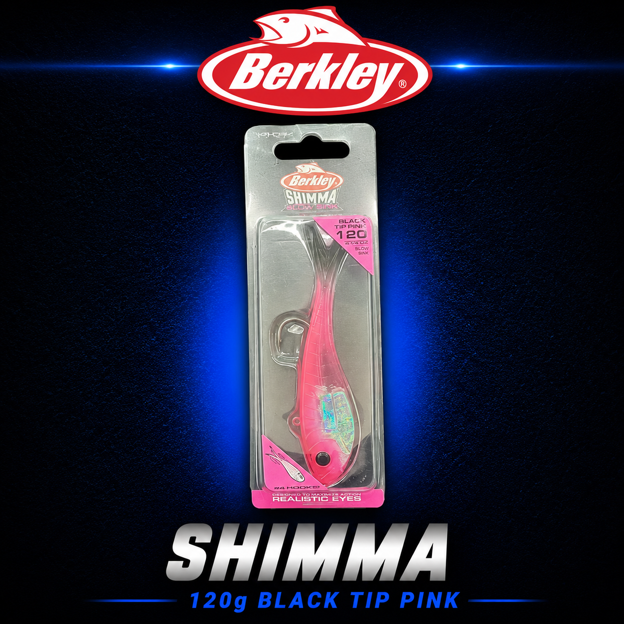 Berkley Shimma 120g Black tip Pink, Soft lure, Warren Hay Marine. Whangarei 