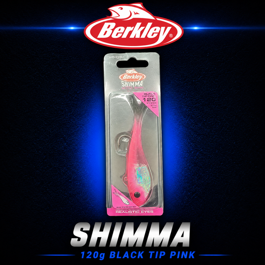 Berkley Shimma 120g Black tip Pink, Soft lure, Warren Hay Marine. Whangarei 