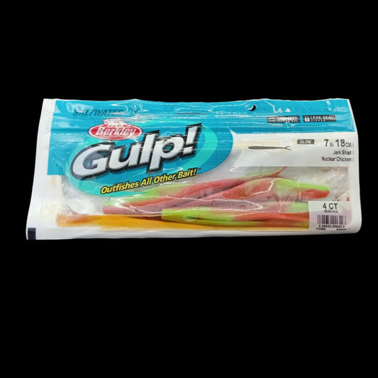 gulp jerk shad, nuclear chicken softbait, berkley gulp 7", bright fishing lure, snapper softbait, kingfish bait, scented soft plastic, berkley fishing nz