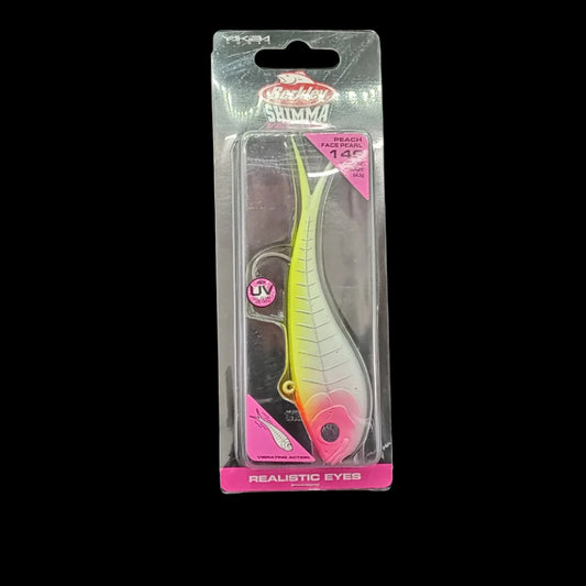 Berkley Shimma 140 soft bait in Peach – 64.5g paddle tail lure designed for targeting big predatory fish.