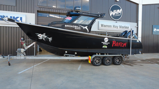 Used BroadBill Gladiator 8m sports fishing boat for sale at Warren Hay Marine, Whangarei.

