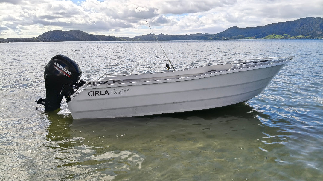 Circa 450 Tiller Steer Boat on DMW galvanised trailer – 40hp Mercury 4 stroke