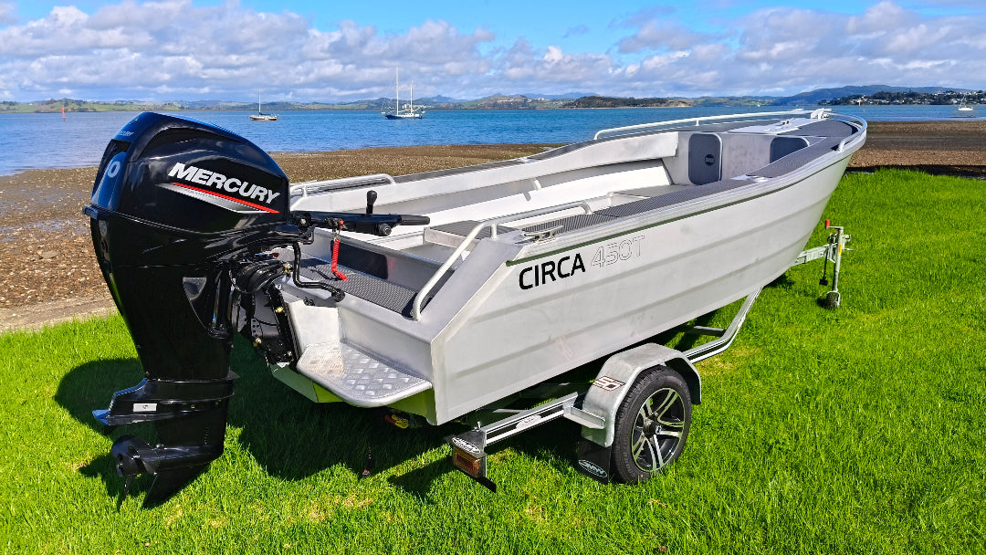 Circa 450 Tiller Steer Boat on DMW galvanised trailer – 40hp Mercury 4 stroke
