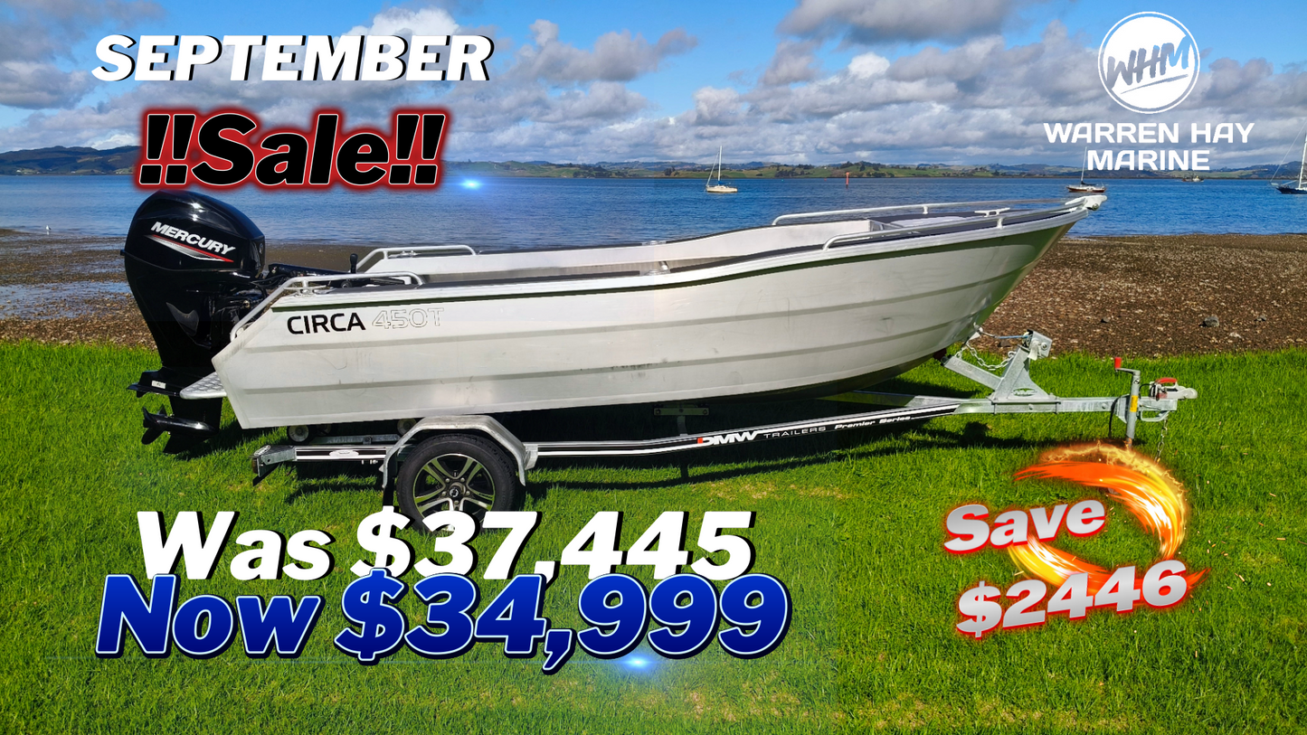 Circa 450T with Mercury 40hp 4 stroke engine