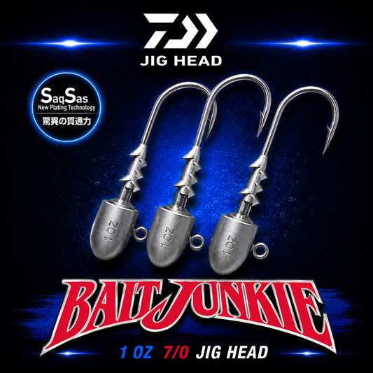Daiwa Bait Junkie jig heads 1oz 7/0 3pk, Warren Hay Marine, Whangarei