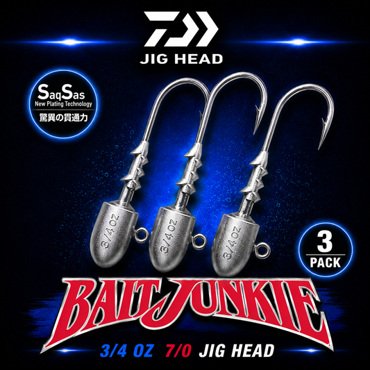 Daiwa ait junkie 3/4oz 7/0 3 pack, softbait jig heads, Warren Hay Marine, Whangarei