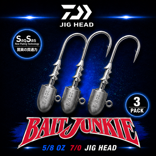 daiwa Bait Junkie 5/8oz 7/0 Jig Heads, Softbait Jig Heads, Warren Hay Marine, whangarei