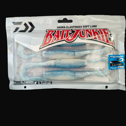 Pilchard Glow“Daiwa Bait Junkie Wave Minnow 5.5 inch soft bait – realistic baitfish profile”