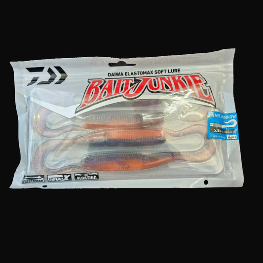 Smashed Kina “Daiwa Bait Junkie Wave Minnow 5.5 inch soft bait – realistic baitfish profile”